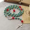 Christianartworkshop Elegant Red & Blue Rose Rosary with Turquoise Beads: Blessed by Our Lady and St. Benedict