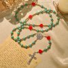 Christianartworkshop Elegant Red & Blue Rose Rosary with Turquoise Beads: Blessed by Our Lady and St. Benedict