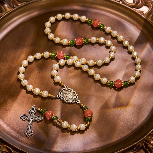 Floral Grace Our Lady Rosary with Pink & Purple Beads Accents