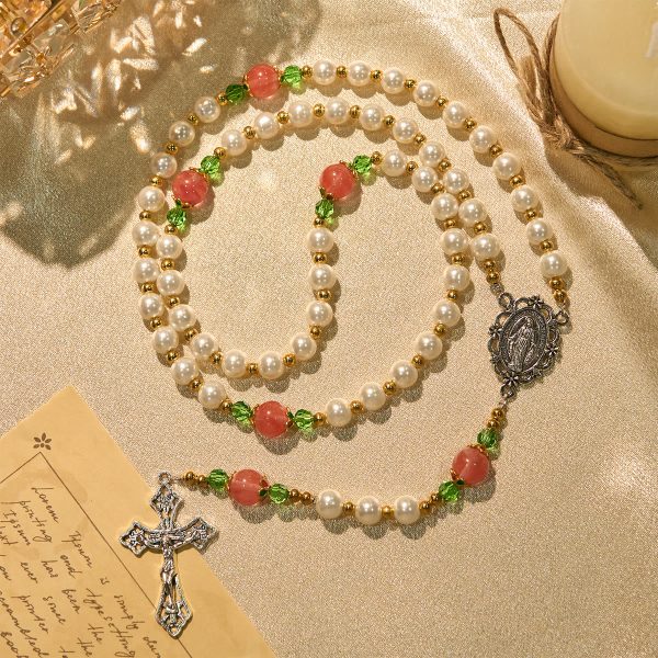 Floral Grace Our Lady Rosary with Pink & Purple Beads Accents