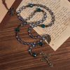 Shimmering Laser Blue Crystal Rosary with Antique Bronze Miraculous Medal