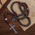 Christianartworkshop Rugged Metallic Beads Paracord Rosary with Paw Charms & St. Michael