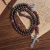 Christianartworkshop Rugged Metallic Beads Paracord Rosary with Paw Charms & St. Michael