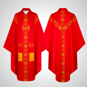 Medieval Clergy Robe with Golden Religious Patterns - Christian Artworkshop