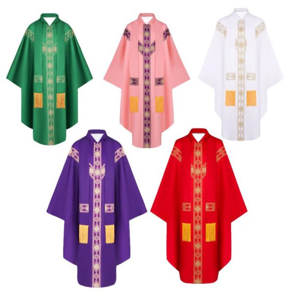 Christianartworkshop Medieval Cloak Clergy Robe with Golden Religious Patterns