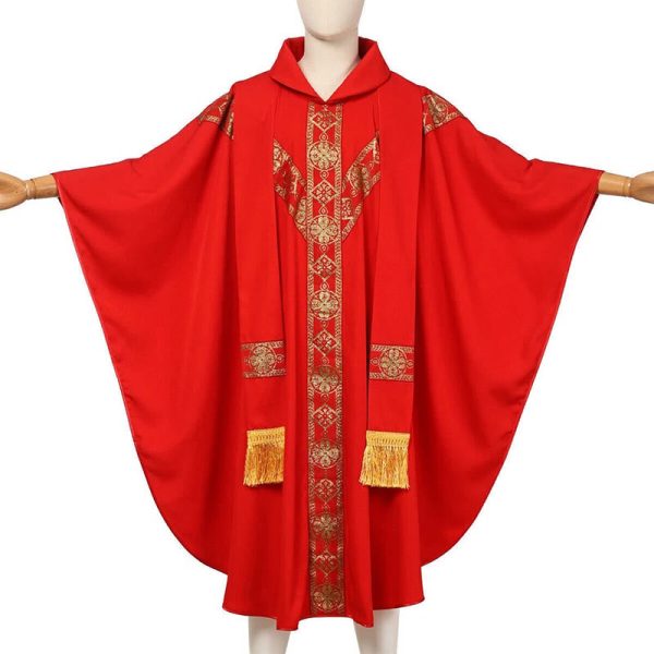 Christianartworkshop Medieval Cloak Clergy Robe with Golden Religious Patterns