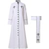 Christianartworkshop Ceremonial Black and White Stand Collar Clergy Robe with Belt & Cross Motifs