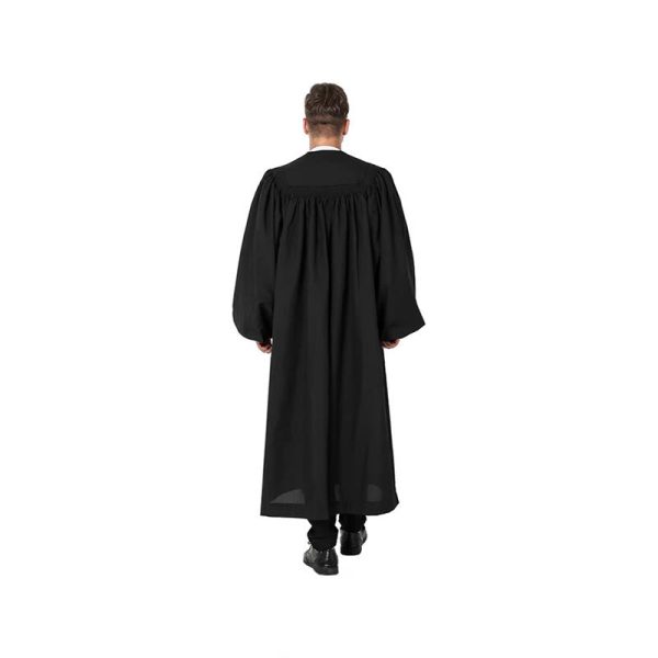 Christianartworkshop Traditional Black Clergy Robe with Red Cross Embroidery & Formal Design