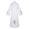 Christianartworkshop Traditional White High Collar Clergy Robe with Ornate Colorful Cross