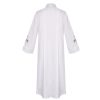 Christianartworkshop Traditional White High Collar Clergy Robe with Ornate Colorful Cross