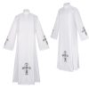 Christianartworkshop Traditional White High Collar Clergy Robe with Ornate Colorful Cross