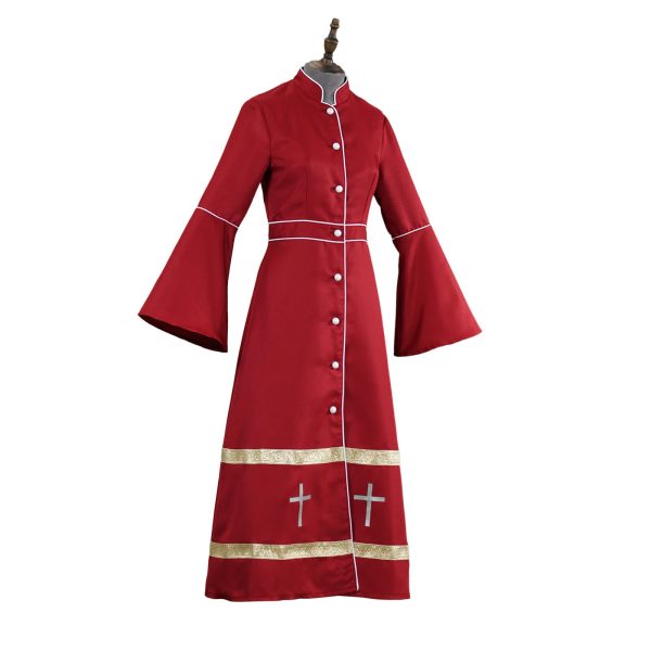 Christianartworkshop Multicolor Flared Sleeves Clergy Robe with Cross Motifs & Ritual Aesthetic