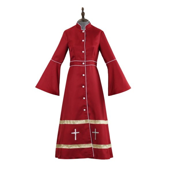 Christianartworkshop Multicolor Flared Sleeves Clergy Robe with Cross Motifs & Ritual Aesthetic