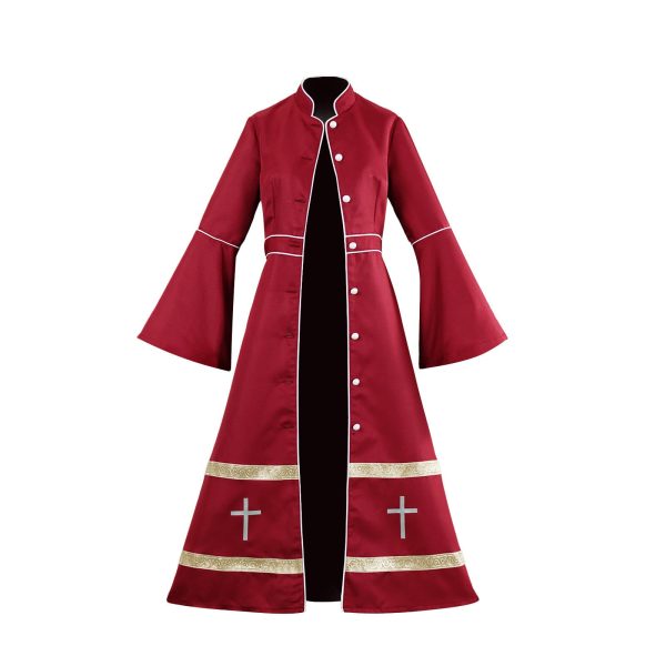 Christianartworkshop Multicolor Flared Sleeves Clergy Robe with Cross Motifs & Ritual Aesthetic