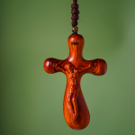 Vintage Sandalwood INRI Crucifix Car Pendant & Necklace for Devotion
