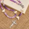 Ocean of Faith Purple Weathered Agate and Dolphin Charms Animal Rosary