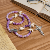 Ocean of Faith Purple Weathered Agate and Dolphin Charms Animal Rosary