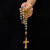 Christianartworkshop Handmade Sunflower-Inspired Rosary: A Divine Creation with Yellow Floral Beads