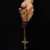 Christianartworkshop Handmade Red Crystal Bohemian Czech Glass Our Lady of Guadalupe Crucifix Rosary