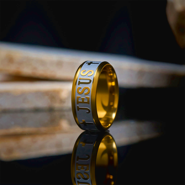 Titanium Steel Ring with Laser engraving "JESUS"