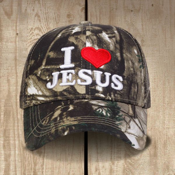 Christianartworkshop I Love Jesus Camo Outdoor Baseball Cap
