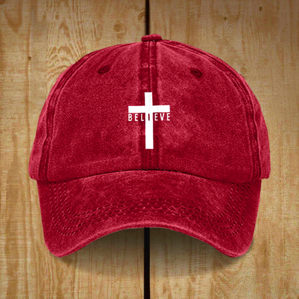 Minimalist Believe in Christ Cross Baseball Cap for Everyday Faith