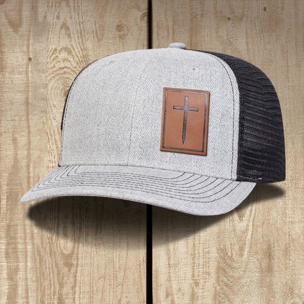 Christianartworkshop Faith Over Fear Nail Cross Leather Patch Faith Hat
