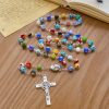 Multicolored Vibrant Flower Pattern Murano Beads Rosary with Madonna and Child