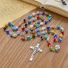 Multicolored Vibrant Flower Pattern Murano Beads Rosary with Madonna and Child