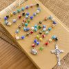 Multicolored Vibrant Flower Pattern Murano Beads Rosary with Madonna and Child