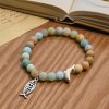 Christianartworkshop Ocean Grace Dolphin Blessing with Natural Malachite & Ichthys Charm Animal Bracelet