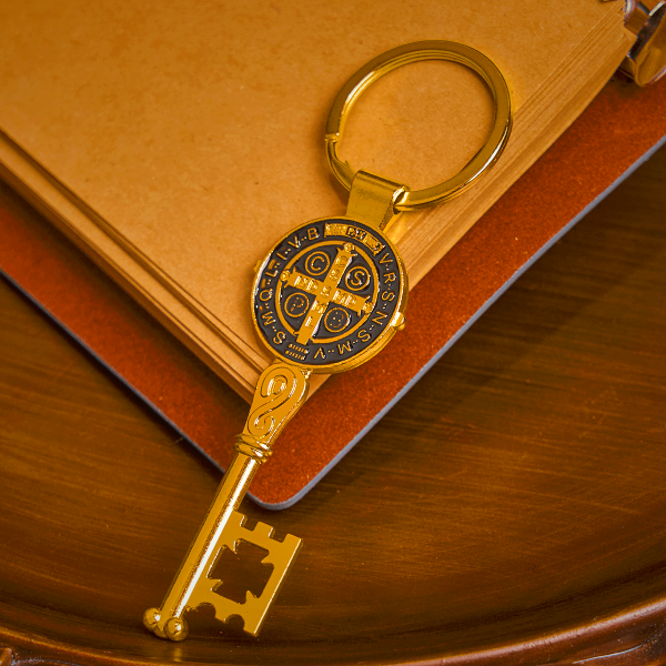 Tri-color Blessed Saint Benedict Keychain of Guidance & Protection
