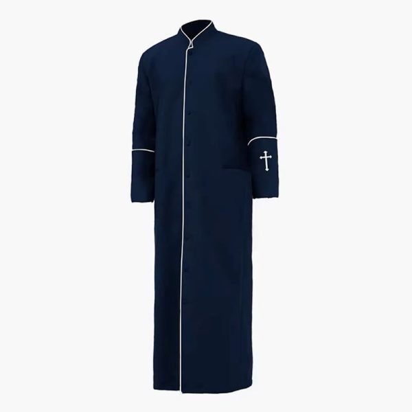 Christianartworkshop Multi-Color Formal Stand Collar Clergy Robe with White Cross and Ritual Dignity