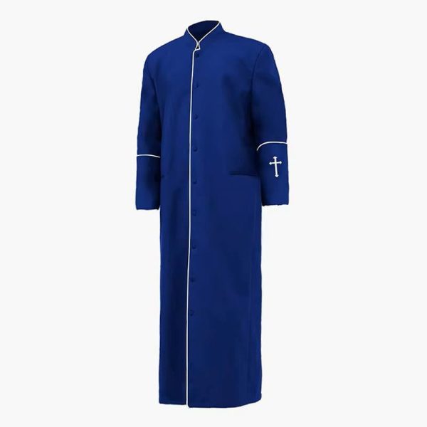 Christianartworkshop Multi-Color Formal Stand Collar Clergy Robe with White Cross and Ritual Dignity