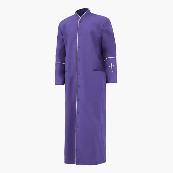 Christianartworkshop Multi-Color Formal Stand Collar Clergy Robe with White Cross and Ritual Dignity