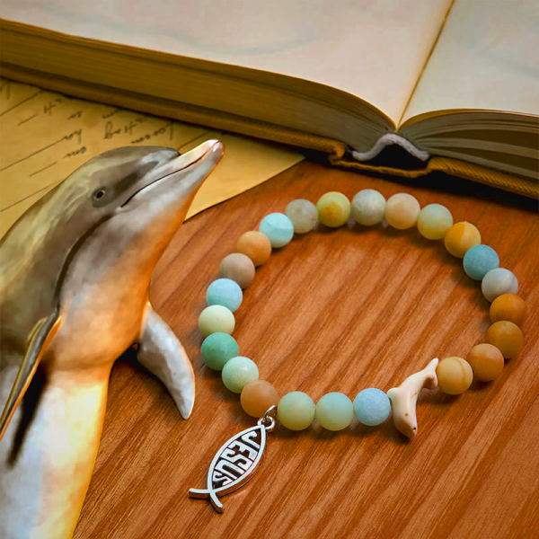 Christian Ocean Grace Bracelet with Malachite & Ichthys Charm