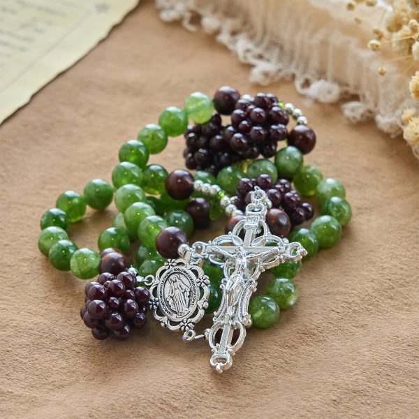 Green and Purple Grape Bead Rosary Inspired by Christ the True Vine