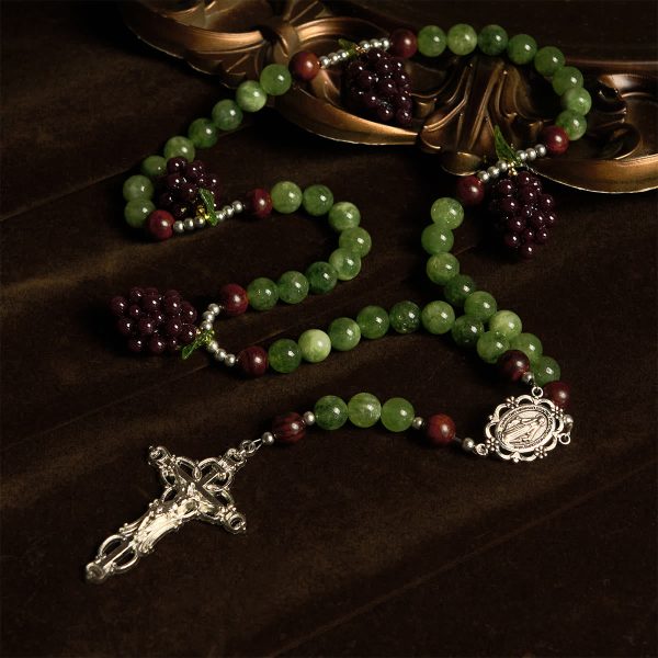 Green and Purple Grape Bead Rosary Inspired by Christ the True Vine