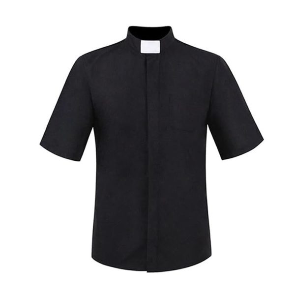 Christianartworkshop Modern Unisex Clergy Shirt with White Tab Collar: Elegant Black Faithwear