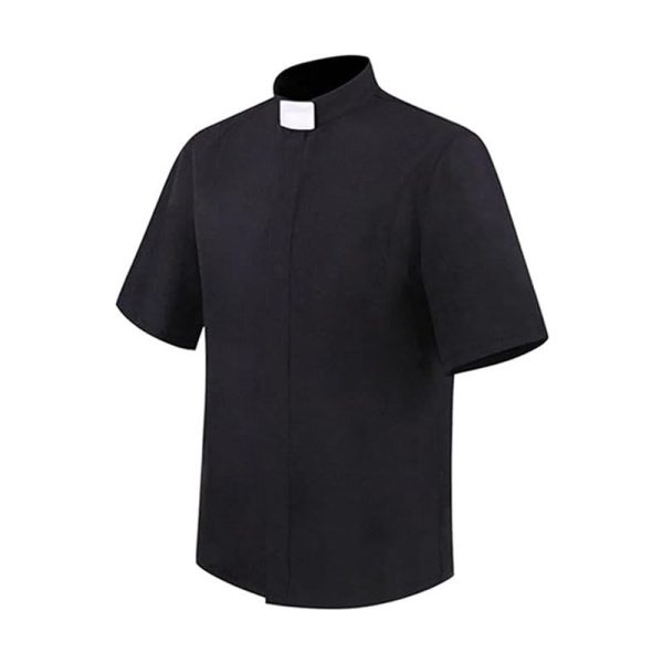 Christianartworkshop Modern Unisex Clergy Shirt with White Tab Collar: Elegant Black Faithwear