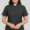 Christianartworkshop Modern Unisex Clergy Shirt with White Tab Collar: Elegant Black Faithwear