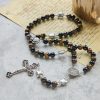 Faithful Tabby Cat with Brown Black Beads for Loving Prayer Bracelet, Animal Rosary