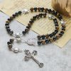 Faithful Tabby Cat with Brown Black Beads for Loving Prayer Bracelet, Animal Rosary