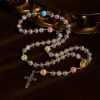 Rainbow Light 8mm Crackle Glass Beads Rosary with Our Lady & Cross