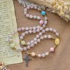 Rainbow Light 8mm Crackle Glass Beads Rosary with Our Lady & Cross