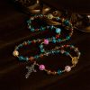 Divine Harmony Radiance Blue-Red Crackle Beads Rosary with Cross of Faith