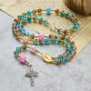 Divine Harmony Radiance Blue-Red Crackle Beads Rosary with Cross of Faith