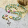Glittering 8mm Ocean-Inspired Crackle Glass Rosary with Our Lady Medal