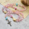 Our Lady's Mercy with Sparkling Pink-Blue Crackle Glass Rosary
