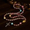 Our Lady's Mercy with Sparkling Pink-Blue Crackle Glass Rosary
